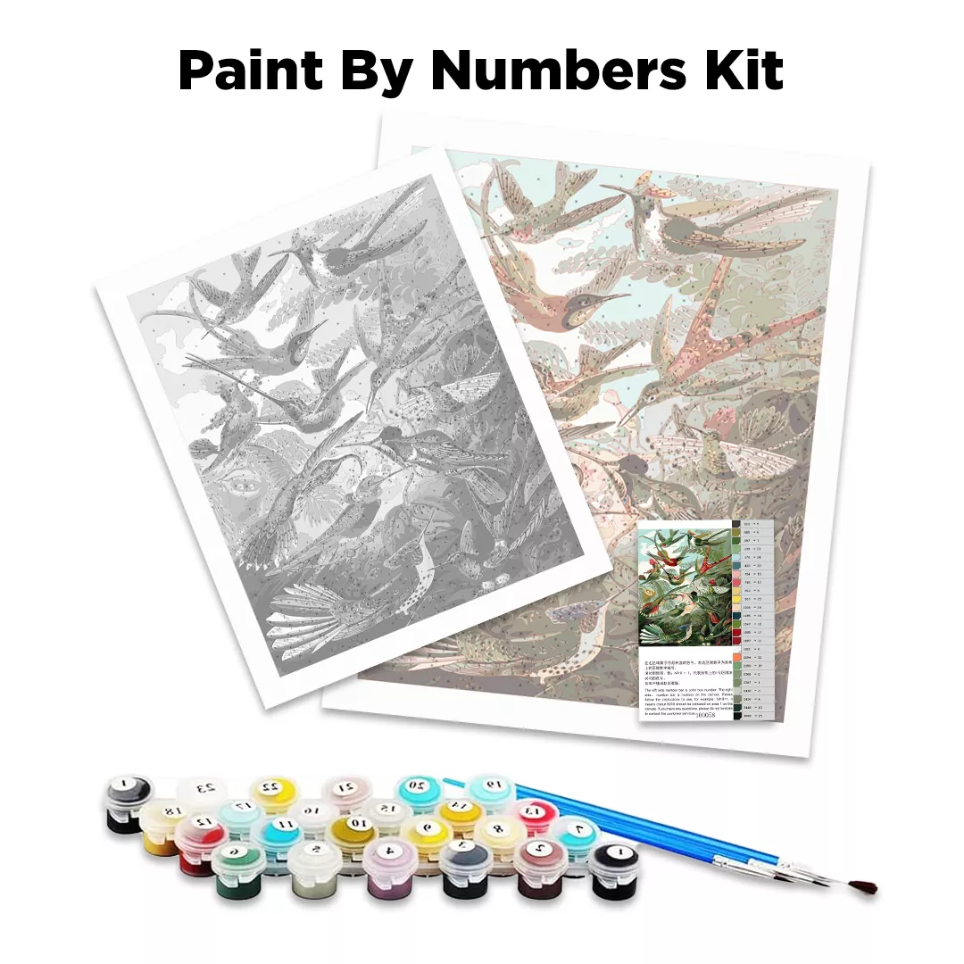 Blue R1 motorbike paint by numbers kit content