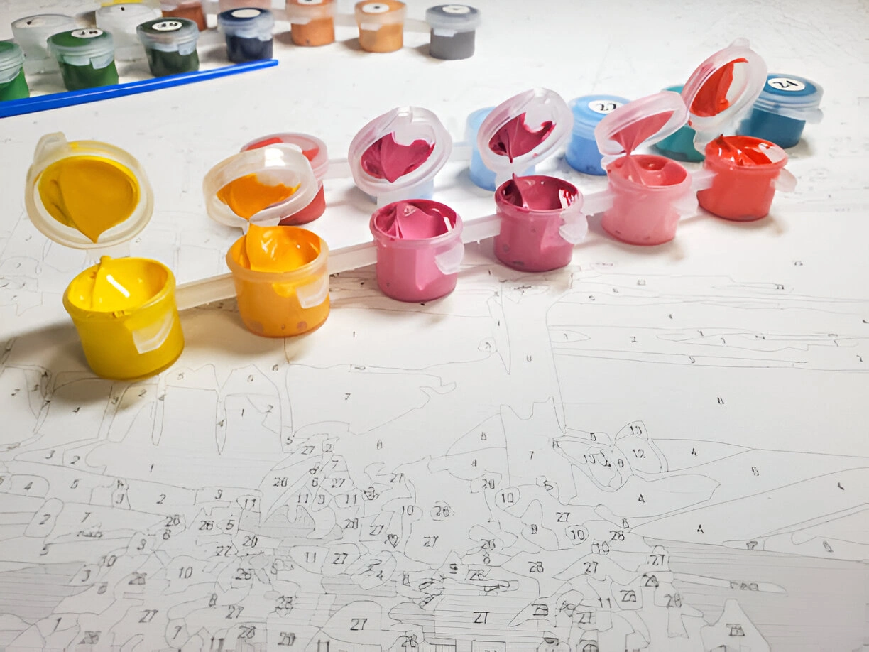 workspace setup for paint by numbers kit