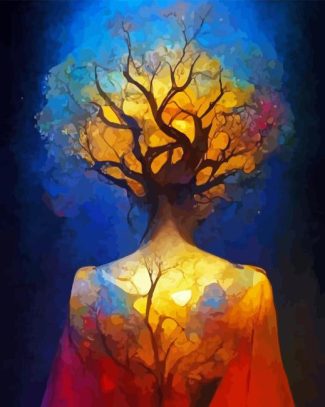 Fantasy Woman Of Tree Of Life Diamond Painting art