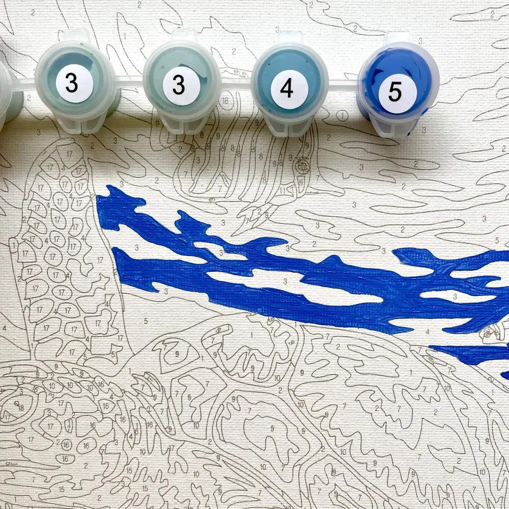 Beginning to paint Earthbound Pixel Characters paint by numbers artwork